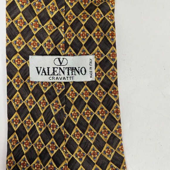 Valentino Cravatte Mens Geometric Print 100% Silk NeckTie Made in Italy Pre-own - Picture 5 of 8